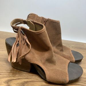 OTBT Free Spirit Open Toe Booties Fringe Suede - Size 10 M